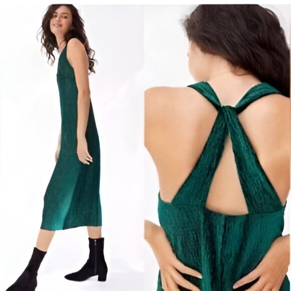 NWOT Anthropologie Maeve Adrienne Twist Back Velvet Midi Dress Green Size Small - Picture 5 of 10